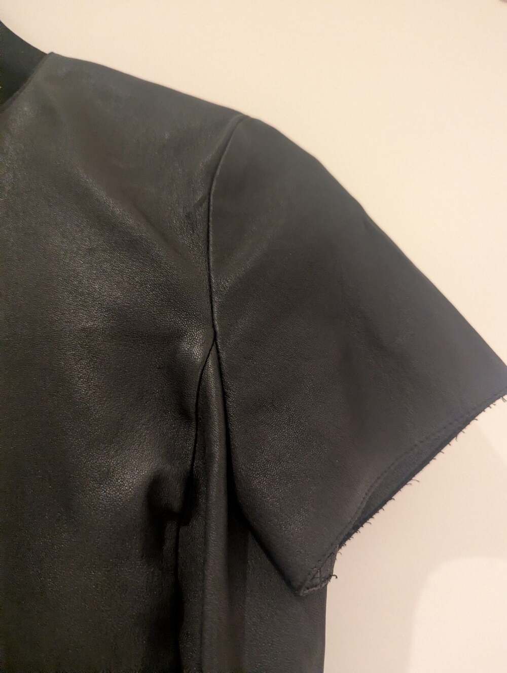 Celine Phoebe Philo Lambskin Leather Short Sleeve Top Size 36 - Picture 6 of 12
